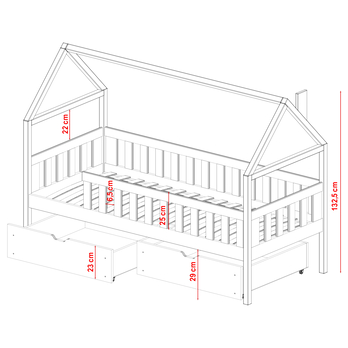 Domečková postel IDOM grafitová, 90x200 cm 2