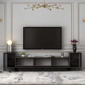 Obývací stěna IMAJ 2 antracitová/černý mramor 2