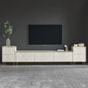 Obývací stěna IMAJ 2 travertin/zlatá 3