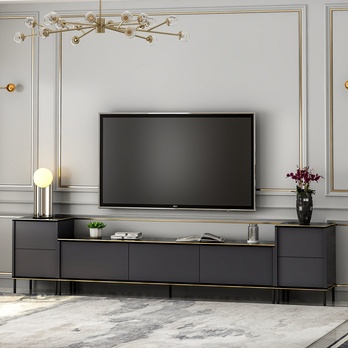 Obývací stěna IMAJ 2 antracitová/černý mramor 1