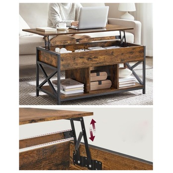 Konferenční stolek INCHE rustikální hnědá/černá 2