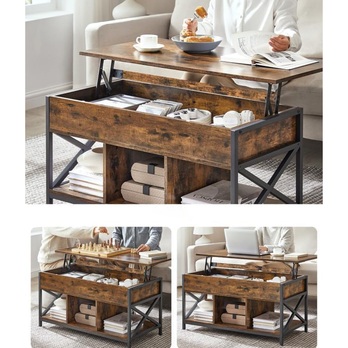 Konferenční stolek INCHE rustikální hnědá/černá 3