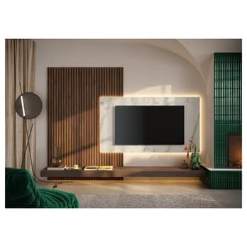 Obývací stěna INFINITY C224 dub mercure/bronzová/bílý mramor 7