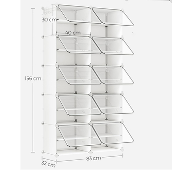Botník INTER bílá/transparentní 5