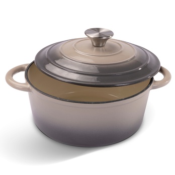 Litinový hrnec IRON béžovo-šedá, průměr 22 cm 1