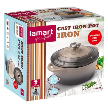 Litinový hrnec IRON béžovo-šedá, průměr 22 cm 4