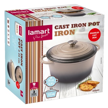 Litinový hrnec IRON béžovo-šedá, průměr 26 cm 4