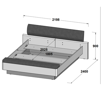 Postel s lavicí JACKY ušlechtilý dub/černý dub, 180x200 cm 9