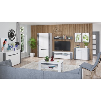 TV komoda JADE B1 beton/bílá lesklá 4