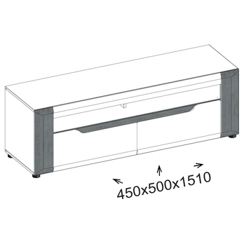 TV komoda JADE B1 beton/bílá lesklá 7
