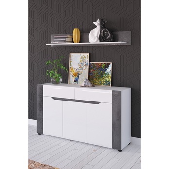 Komoda JADE B3 beton/bílá lesklá 1