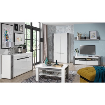 Komoda JADE B3 beton/bílá lesklá 6
