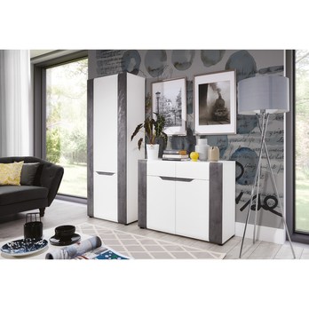 Regál JADE B6 beton/bílá lesklá 1