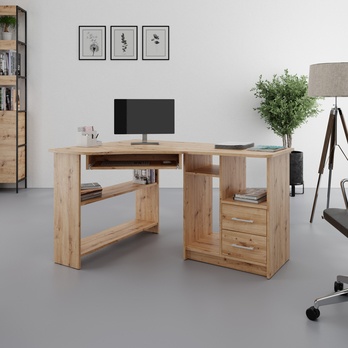 Rohový psací stůl JANA levá, dub artisan 1