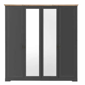 Šatní skříň - 4dvéřová JASMIN II grafit/dub artisan 3