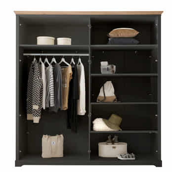 Šatní skříň - 4dvéřová JASMIN II grafit/dub artisan 2