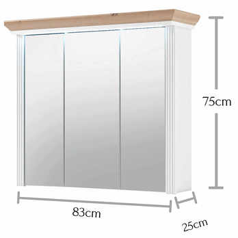 Zrcadlová škříňka JASMIN pinie světlá/dub artisan, šířka 83 cm 4