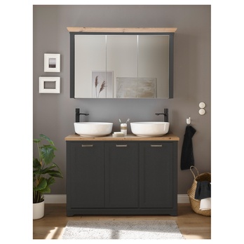 Zrcadlová škříňka JASMIN šedá/dub artisan, šířka 83 cm 1