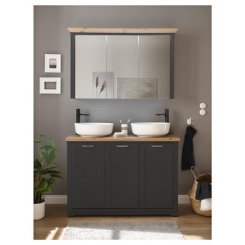 Zrcadlová skříňka JASMIN šedá/dub artisan, šířka 116 cm 1