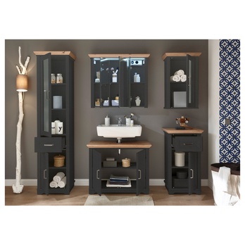 Závěsná skříňka  JASMIN šedá/dub artisan 1