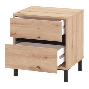 Noční stolek JASMINDA dub artisan/černá, 2 zásuvky 2