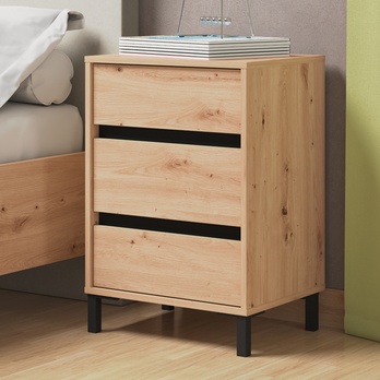 Noční stolek JASMINDA dub artisan/černá, 3 zásuvky 1