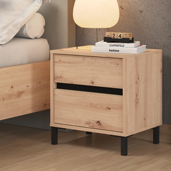Noční stolek JASMINDA dub artisan/černá, 2 zásuvky 1