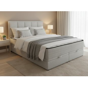 Postel s matrací JIMENEZ šedobéžová, 180x200 cm 1