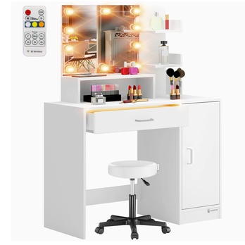 Toaletní stolek JOCELYN 2 se stoličkou, bílá 1