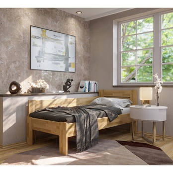 Rohová postel JOHANA levá, dub/přírodní, 80x200 cm 1