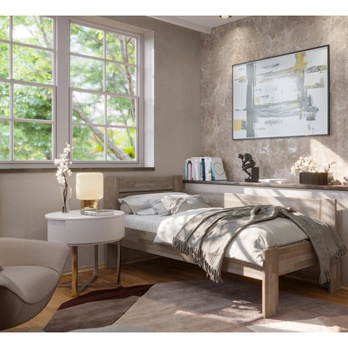 Rohová postel JOHANA pravá, buk/šedá, 80x200 cm 1