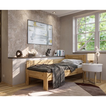 Rohová postel JOHANA levá, dub/přírodní, 100x200 cm 1