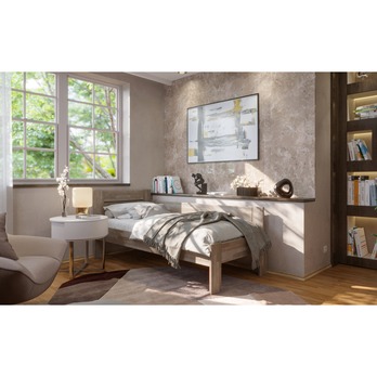 Rohová postel JOHANA pravá, buk/šedá, 100x200 cm 1