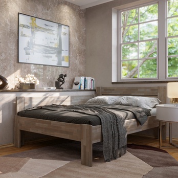 Rohová postel JOHANA levá, buk/šedá, 120x200 cm 1