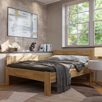 Rohová postel JOHANA levá, dub/přírodní, 120x200 cm 1