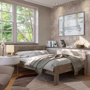 Rohová postel JOHANA pravá, buk/šedá, 120x200 cm 1