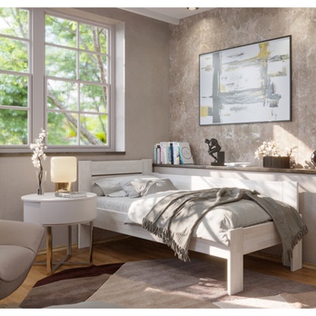 Rohová postel JOHANA pravá, buk/bílá, 80x200 cm 1