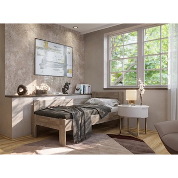 Rohová postel JOHANA levá, buk/šedá, 90x200 cm 1