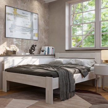 Rohová postel JOHANA levá, buk/bílá, 120x200 cm 1