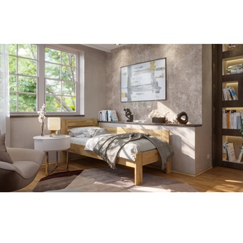 Rohová postel JOHANA pravá, dub/přírodní, 100x200 cm 1