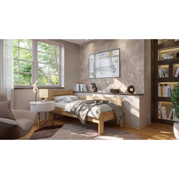 Rohová postel JOHANA pravá, buk/přírodní, 100x200 cm 1