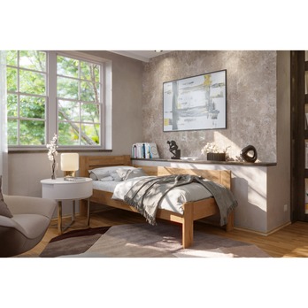 Rohová postel JOHANA pravá, dub/světlý ořech, 100x200 cm 1