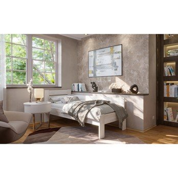 Rohová postel JOHANA pravá, buk/bílá, 100x200 cm 1