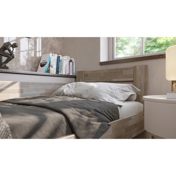 Rohová postel JOHANA levá, buk/šedá, 100x200 cm 3