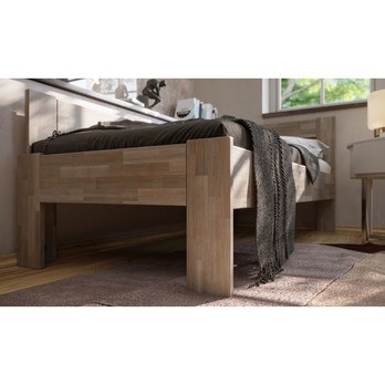 Rohová postel JOHANA levá, buk/šedá, 100x200 cm 6