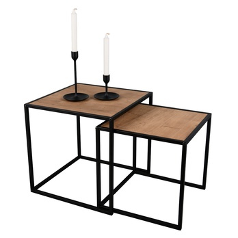 Sada přístavných stolků JUDITH černá/dub artisan, set 2 ks 2