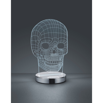 Stolní 3D LED lampa JUGI chrom, lebka 1
