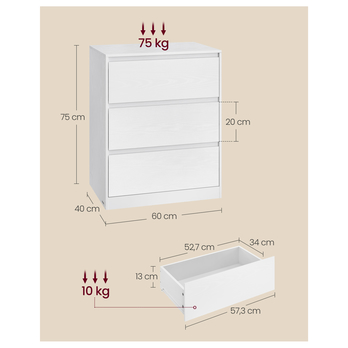 Komoda KAILYN bílá, 3 zásuvky 5