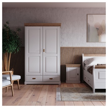Šatní skříň KANIA 2D bílá/borovice 1