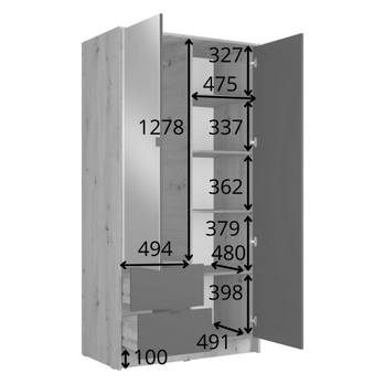 Šatní skříň KATANIA 1 černá/dub artisan 4